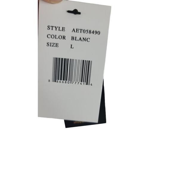 AFRM Billie Side Ruched Shoulder Pad Cropped Tank In White L/G NWT - Picture 6 of 8